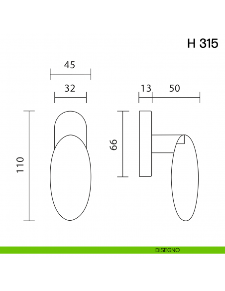 Maniglia per finestra martellina DK H 315 Valli collezione Fusital cromo