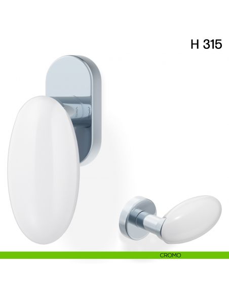 Maniglia per finestra martellina DK H 315 Valli collezione Fusital con rosetta fine cromo