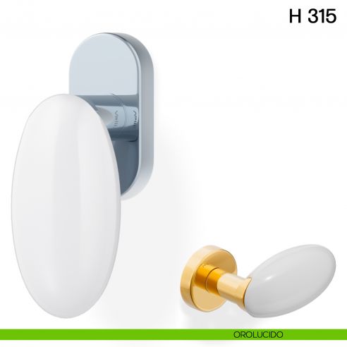 Maniglia per finestra martellina DK H 315 Valli collezione Fusital con rosetta fine orolucido