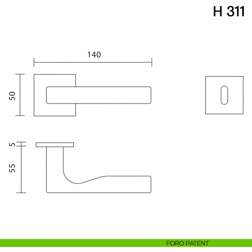 Maniglia per porta H 311 Valli collezione Fusital con rosetta fine foro patent