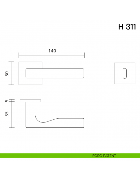 Maniglia per porta H 311 Valli collezione Fusital con rosetta fine foro patent