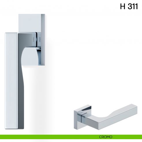 Maniglia per finestra martellina DK H 311 Valli collezione Fusital con rosetta fine cromo