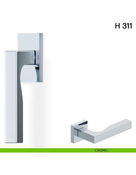 Maniglia per finestra martellina DK H 311 Valli collezione Fusital con rosetta fine cromo