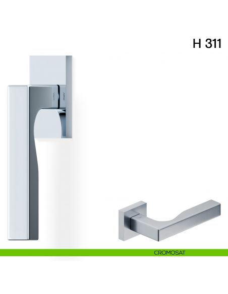 Maniglia per finestra martellina DK H 311 Valli collezione Fusital con rosetta fine cromosat