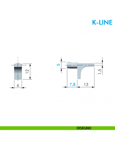 Reggipiano per legno Ferramenta Livenza K-Line con perno diametro 5 mm - disegno