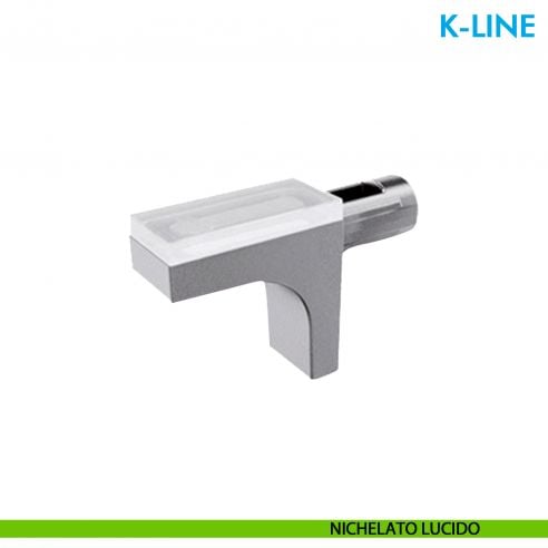 Reggipiano per vetro Ferramenta Livenza K-Line con perno diametro 5 mm e inserto in gomma neutra - nichelato lucido