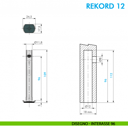 Piedino livellatore Ferramenta Livenza Rekord 12 spessore fianco minimo 18 mm regolabile - interasse 96 mm