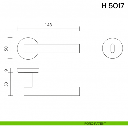 Maniglia per porta H 5017 Valli collezione Fusital foro patent