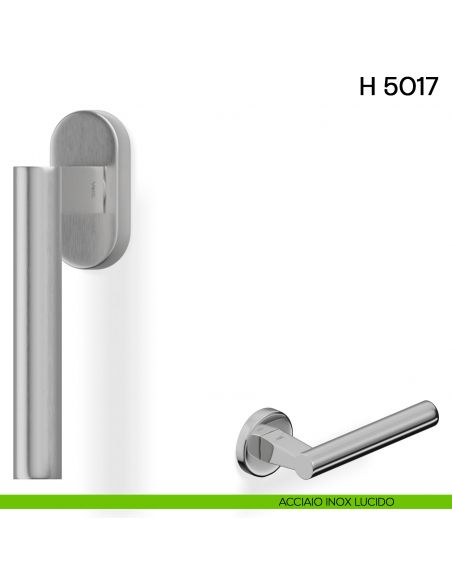 Maniglia per finestra martellina DK H 5017 Valli collezione Fusital acciaio inox lucido