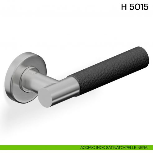 Maniglia per porta H 5015 Valli collezione Fusital acciaio inox satinato - pelle nera