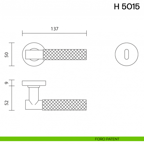 Maniglia per porta H 5015 Valli collezione Fusital foro patent
