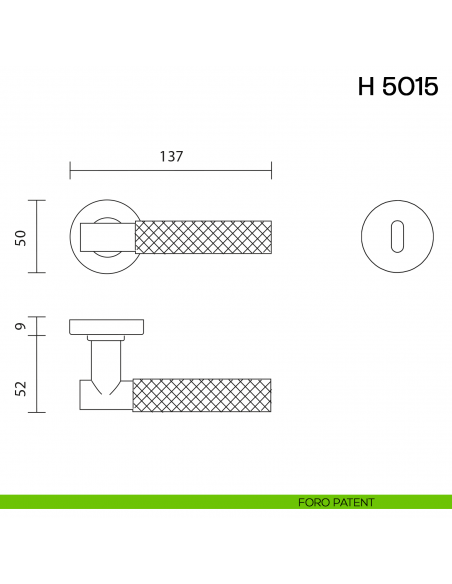 Maniglia per porta H 5015 Valli collezione Fusital foro patent