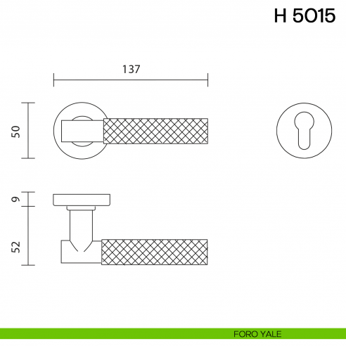 Maniglia per porta H 5015 Valli collezione Fusital foro yale