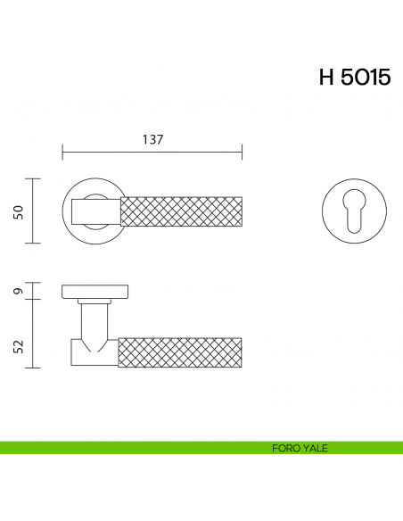 Maniglia per porta H 5015 Valli collezione Fusital foro yale