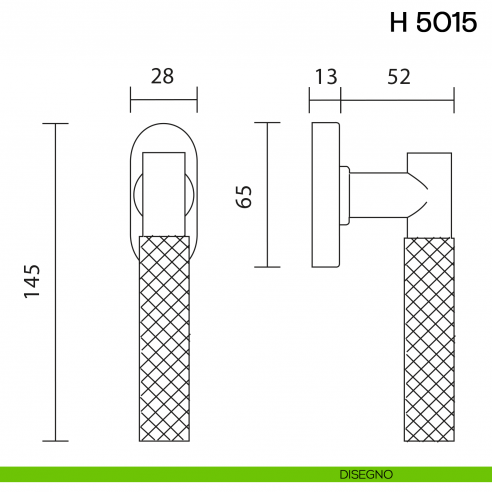 Maniglia per finestra martellina DK H 5015 Valli collezione Fusital disegno