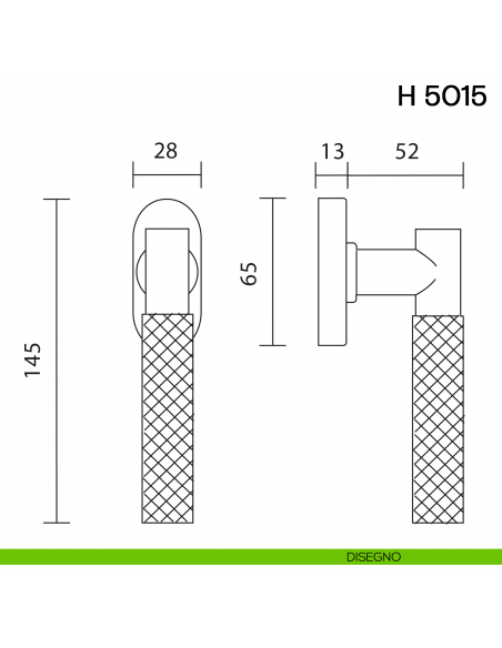 Maniglia per finestra martellina DK H 5015 Valli collezione Fusital disegno