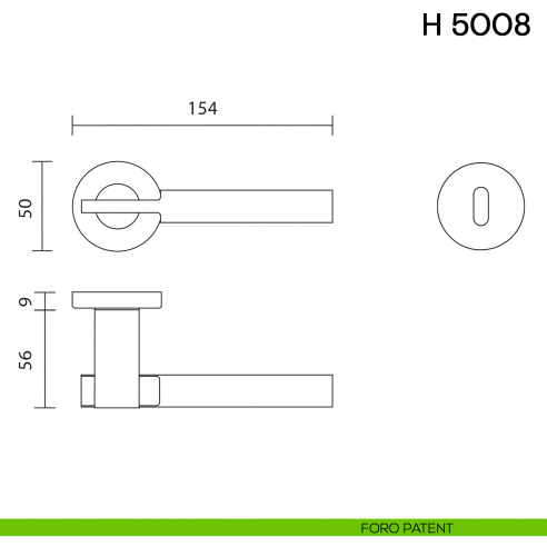Maniglia per porta H 5008 Valli collezione Fusital foro patent
