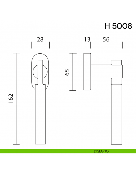 Maniglia per finestra martellina DK H 5008 Valli collezione Fusital disegno