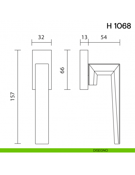 Maniglia per finestra martellina DK H 1068 Valli collezione Fusital disegno