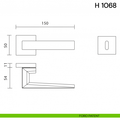 Maniglia per porta H 1068 Valli collezione Fusital foro patent