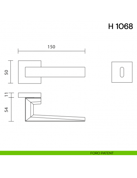 Maniglia per porta H 1068 Valli collezione Fusital foro patent
