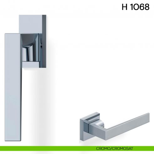 Maniglia per finestra martellina DK H 1068 Valli collezione con rosetta fine cromo - cromosat