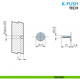 Incontro K-Push Tech Ferramenta Livenza per foro diametro 3 mm 2