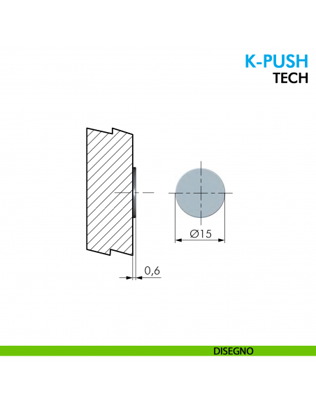 Incontro K-Push Tech Ferramenta Livenza con biadesivo - disegno