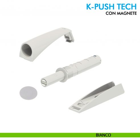 Premi e apri magnetico K-Push Tech Ferramenta Livenza da applicare contropiastra con biadesivo - bianco