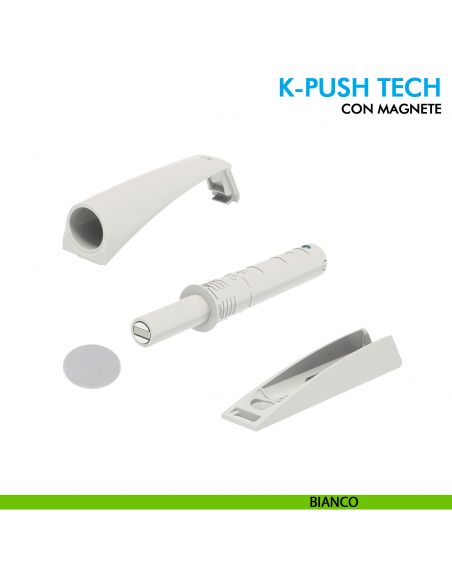 Premi e apri magnetico K-Push Tech Ferramenta Livenza da applicare contropiastra con biadesivo - bianco