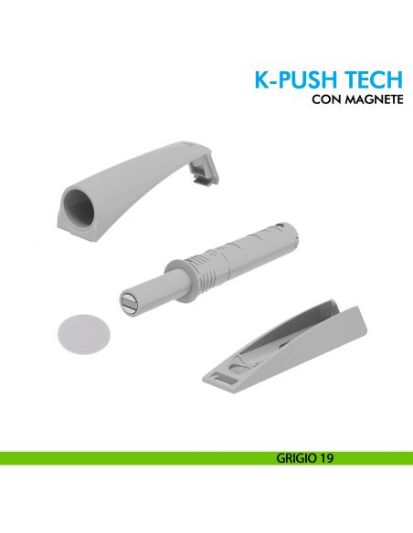 Premi e apri magnetico K-Push Tech Ferramenta Livenza da applicare contropiastra con biadesivo - grigio 19