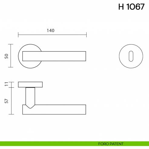 Maniglia per porta H 1067 Valli collezione Fusital foro patent