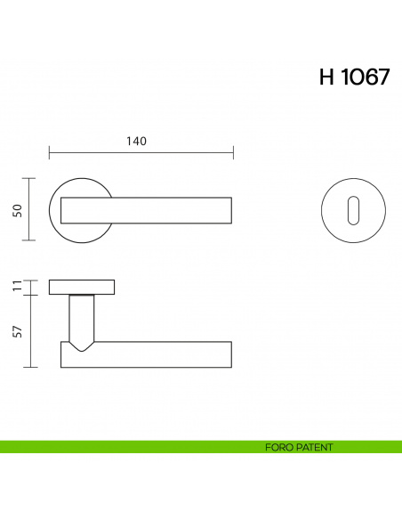 Maniglia per porta H 1067 Valli collezione Fusital foro patent