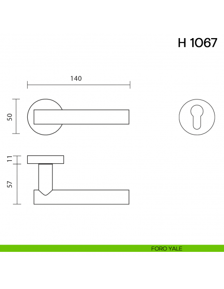 Maniglia per porta H 1067 Valli collezione Fusital foro yale
