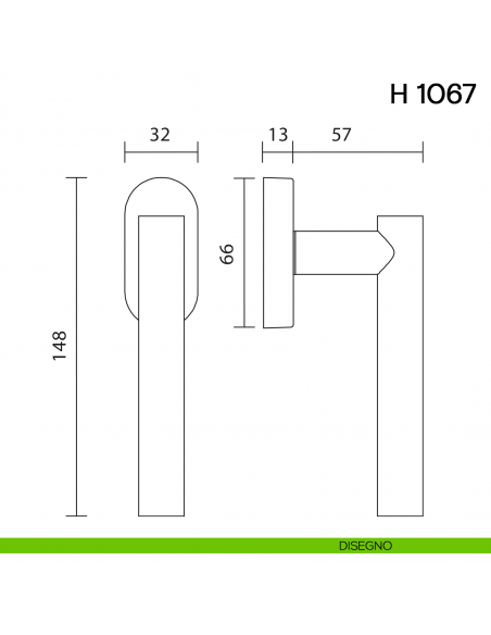 Maniglia per finestra martellina DK H 1067 Valli collezione Fusital disegno