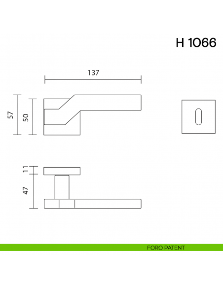 Maniglia per porta H 1066 Valli collezione Fusital foro patent