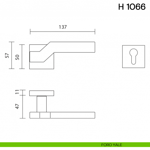 Maniglia per porta H 1066 Valli collezione Fusital foro yale