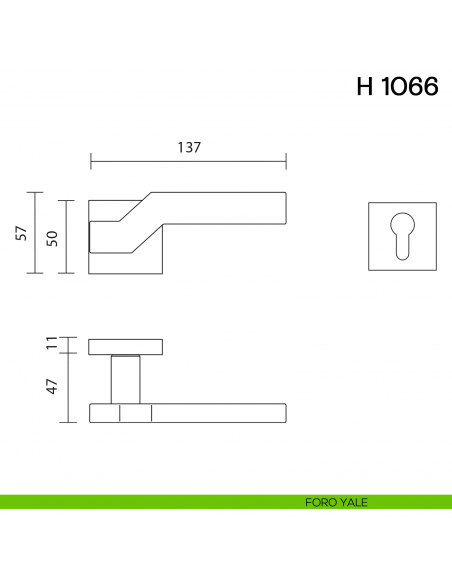 Maniglia per porta H 1066 Valli collezione Fusital foro yale