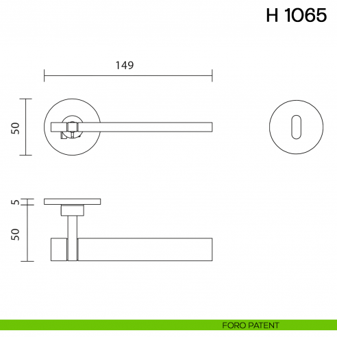 Maniglia per porta H 1065 Valli collezione Lab con rosetta fine foro patent