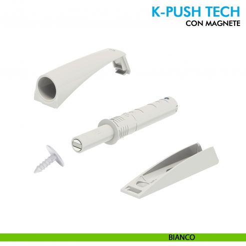 Cricchetto magnetico K-Push Tech Ferramenta Livenza da applicare incontro con foro diametro 3 mm - bianco