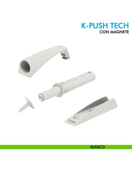 Cricchetto magnetico K-Push Tech Ferramenta Livenza da applicare incontro con foro diametro 3 mm - bianco