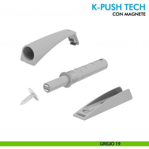 Cricchetto magnetico K-Push Tech Ferramenta Livenza da applicare incontro con foro diametro 3 mm - grigio 19