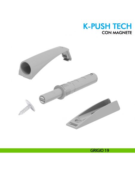 Cricchetto magnetico K-Push Tech Ferramenta Livenza da applicare incontro con foro diametro 3 mm - grigio 19