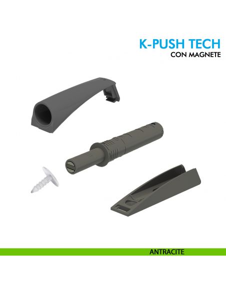 Cricchetto magnetico K-Push Tech Ferramenta Livenza da applicare incontro con foro diametro 3 mm - antracite