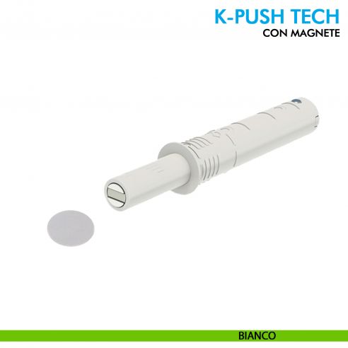 Cricchetto magnetico K-Push Tech Ferramenta Livenza a incasso contropiastra con biadesivo - bianco