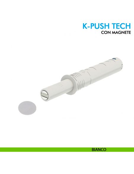 Cricchetto magnetico K-Push Tech Ferramenta Livenza a incasso contropiastra con biadesivo - bianco