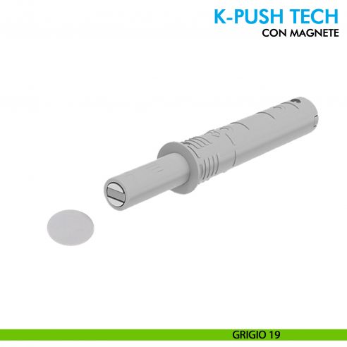 Cricchetto magnetico K-Push Tech Ferramenta Livenza a incasso contropiastra con biadesivo - grigio 19
