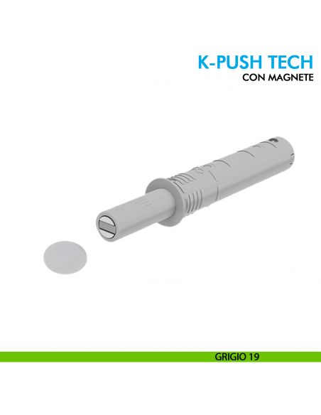 Cricchetto magnetico K-Push Tech Ferramenta Livenza a incasso contropiastra con biadesivo - grigio 19