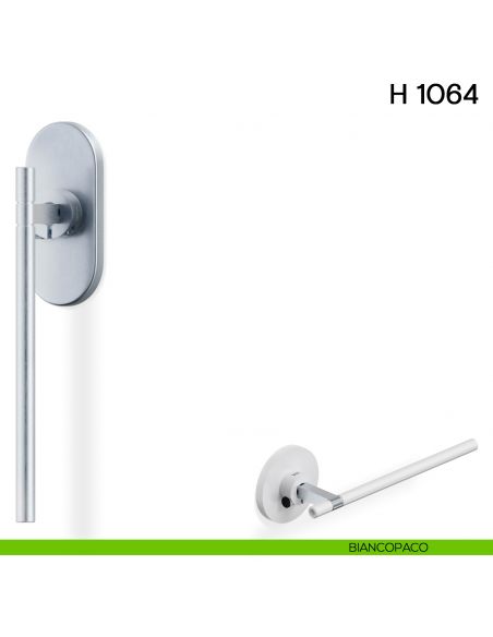 Maniglia per finestra martellina DK H 1064 Valli collezione Lab con rosetta fine biancopaco