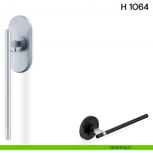 Maniglia per finestra martellina DK H 1064 Valli collezione Lab con rosetta fine neropaco